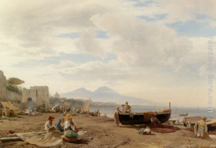 Oswald Achenbach Fishermen on the Amalfi coast